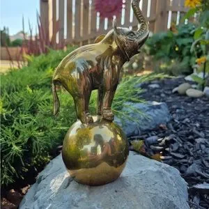 Accents | Vintage Solid Brass Circus Elephant On Ball Figural Call Bell ...